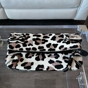 Club Monaco Leopard Print Faux Fur Clutch